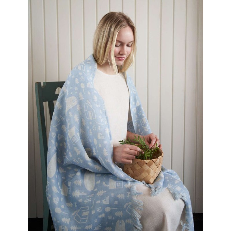 SAUNA提花系列薄毯 - 被子/毛毯 - 棉．麻 蓝色