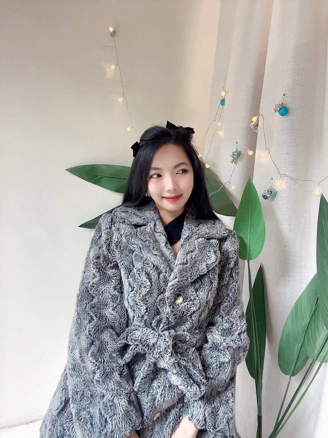 法式奢华浅灰波浪卷恋冬 古董仿皮草立体长绒毛大衣外套 overcoat - 女装休闲/机能外套 - 棉 灰色