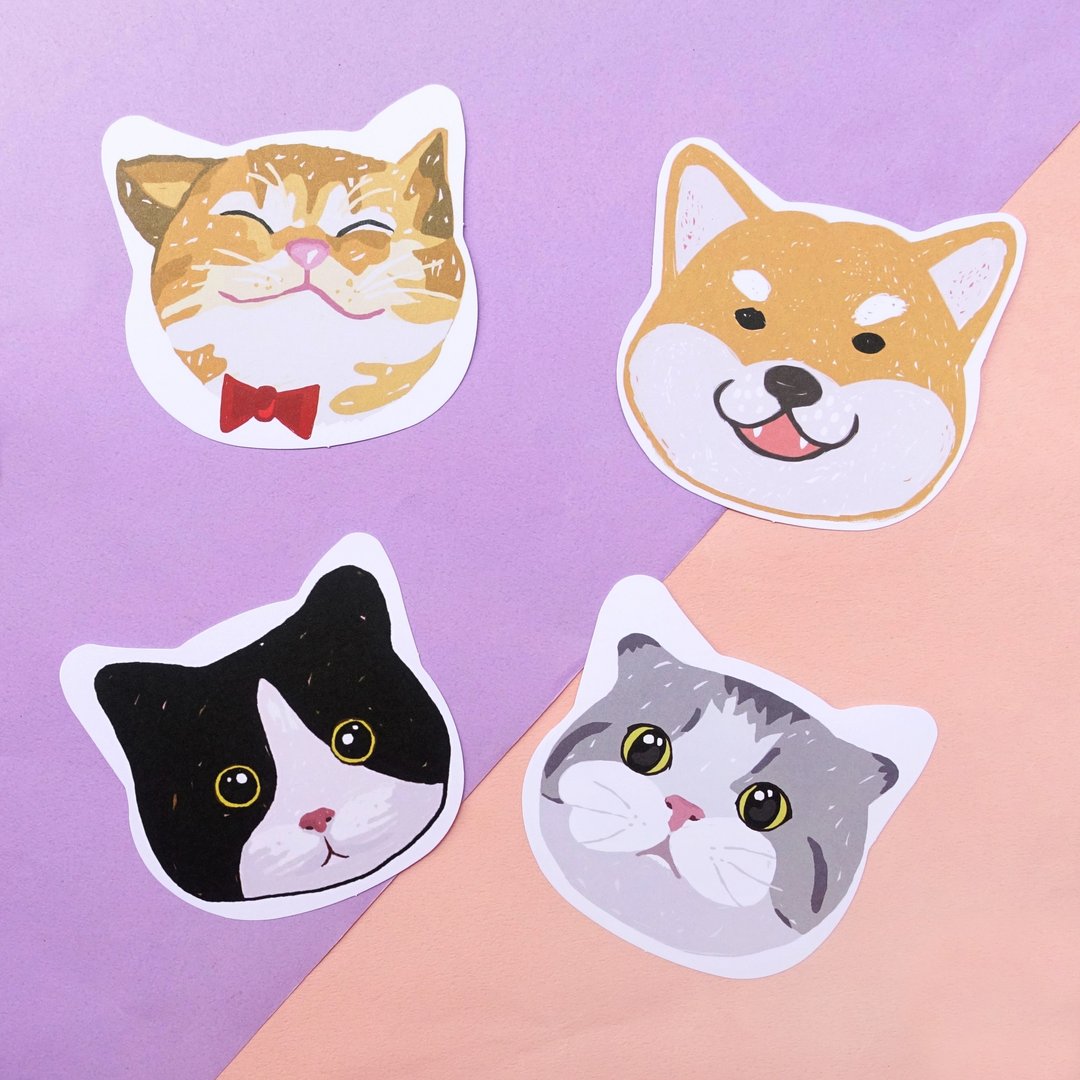 木木造型卡片 可爱猫狗明信片 - 卡片/明信片 - 纸 咖啡色