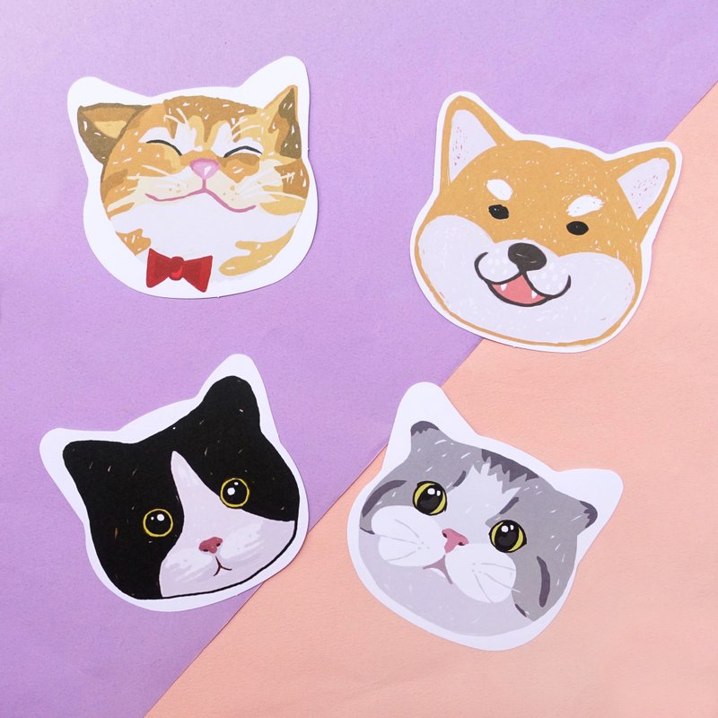 木木造型卡片 可爱猫狗明信片 - 卡片/明信片 - 纸 咖啡色