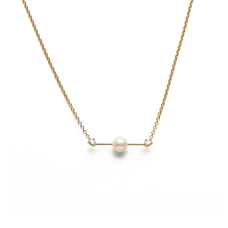 双箭珍珠项链 925纯银厚镀18K金 Arrowl Necklace - 项链 - 珍珠 金色
