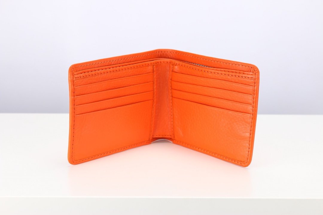 W008 Wallet + Credit card slot - Orange - Genuine leather - 皮夹/钱包 - 真皮 橘色