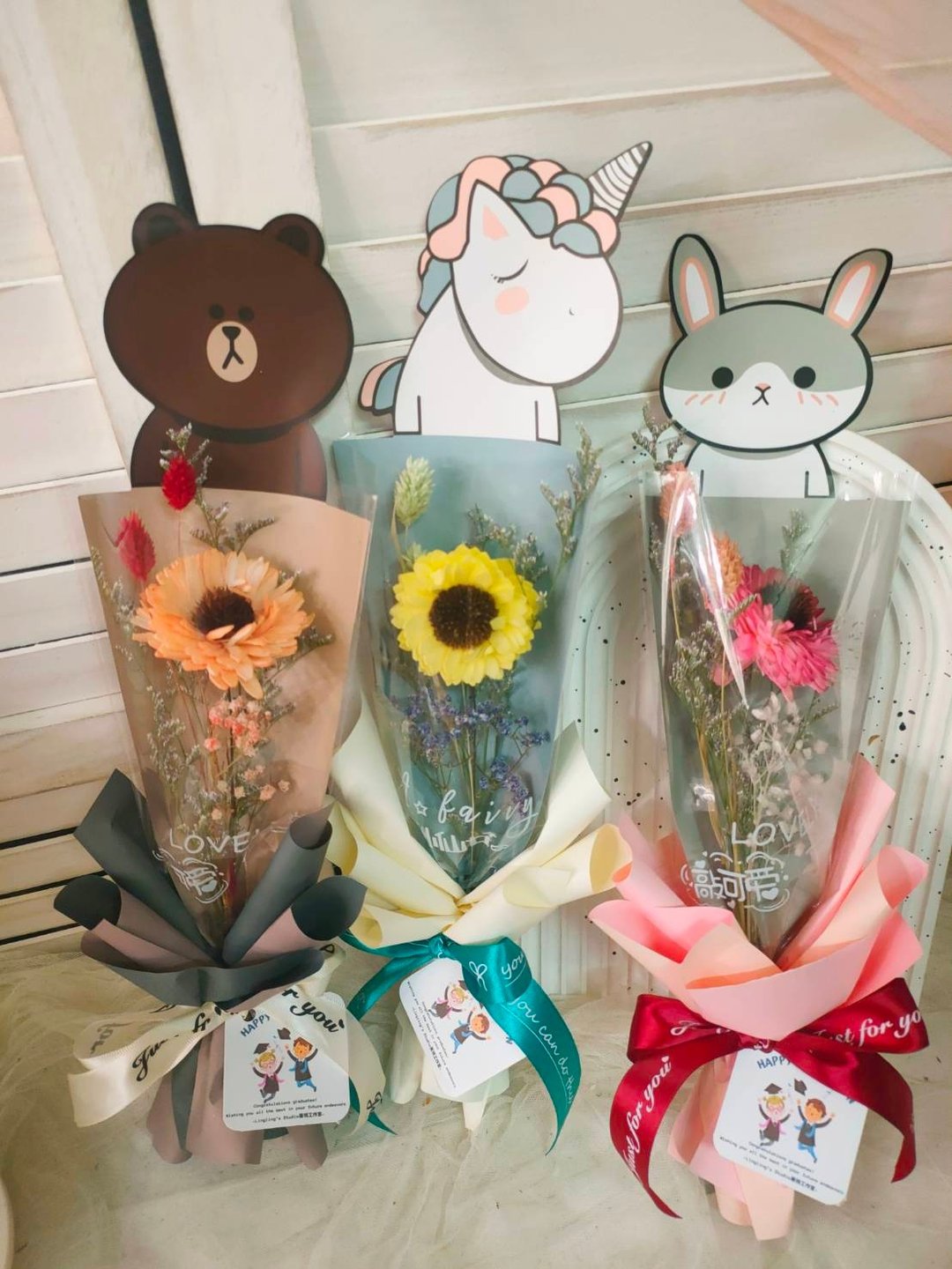 【Lingling's Studio荞翎工作室】 毕业向日葵单朵花束 干燥花束 - 干燥花/捧花 - 植物．花 多色