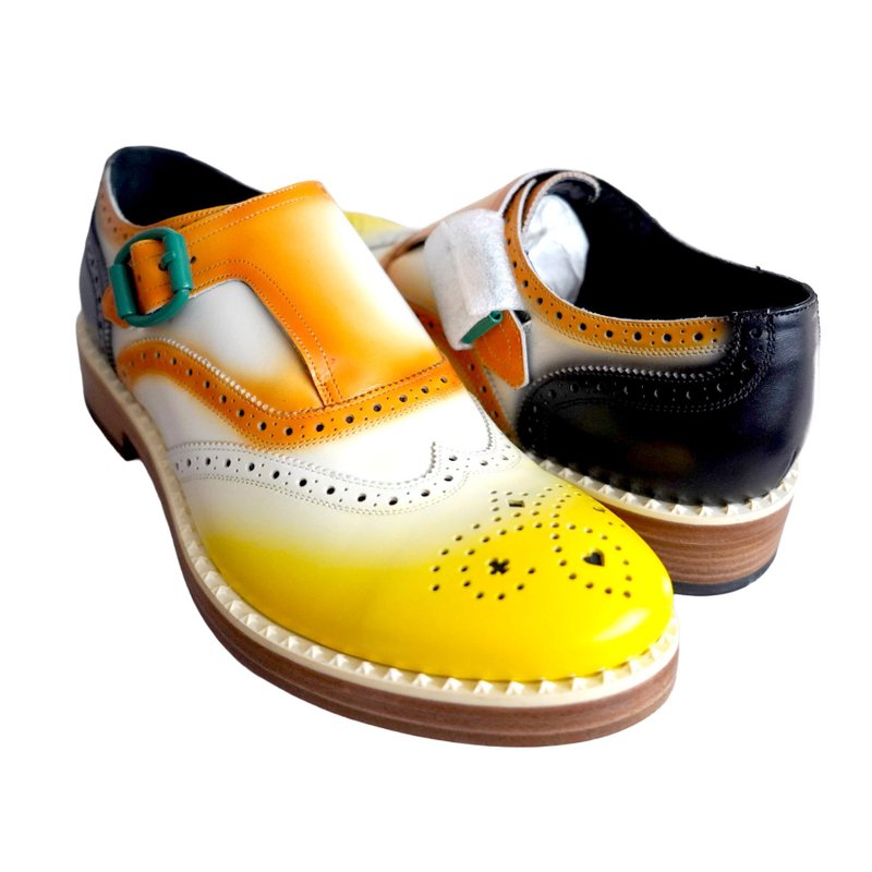 JIMMY CHOO 黄色牛皮撞色真皮牛津鞋 - 男款牛津鞋/乐福鞋 - 真皮 黄色