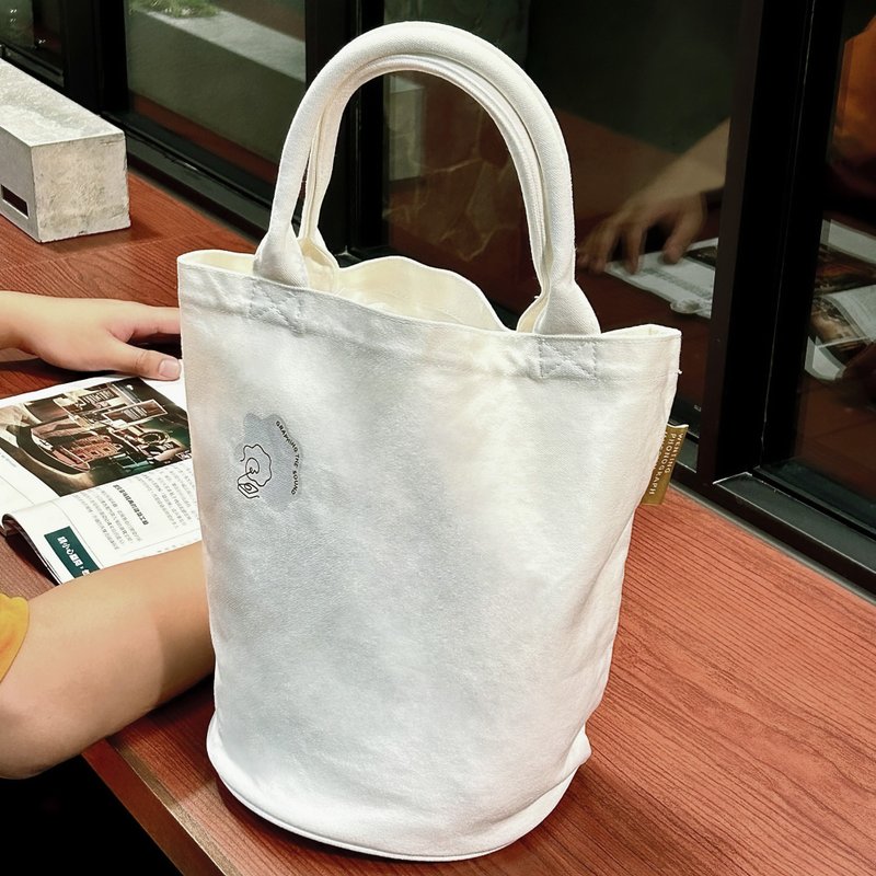 帆布托特包 | 线条插画 - 手提包/手提袋 - 棉．麻 白色