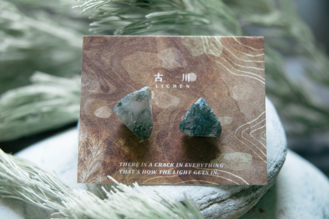 CRACK | 矿物系耳环 |  EARRINGS - 耳环/耳夹 - 玉石 绿色