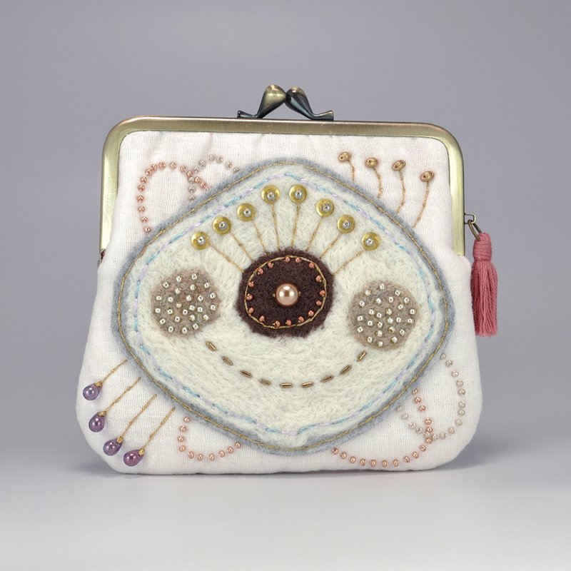 Square clasp kiss lock bag(medium) 3 - 化妆包/杂物包 - 羊毛 粉红色