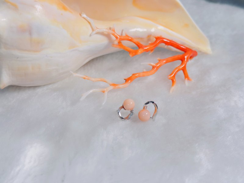 天然桃红 Momo 珊瑚耳环 | 925 纯银 | 简约百搭入门礼物 | 日常系列 - 耳环/耳夹 - 宝石 