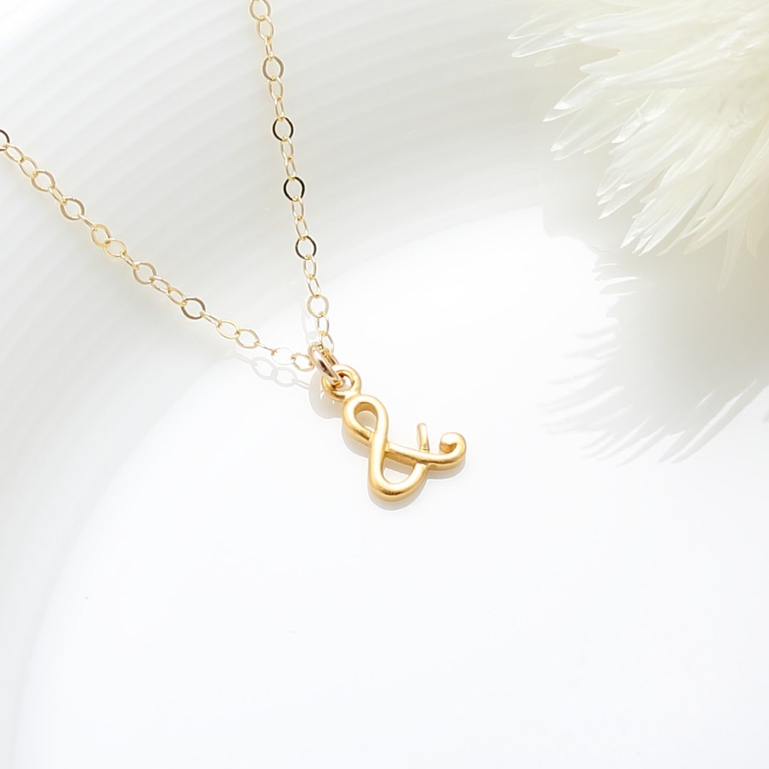 【Angel & Me】爱在一起 & and s925 纯银厚镀 24k 纯金 项链 - 项链 - 纯银 金色