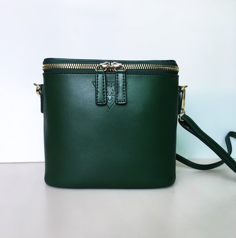 森系单肩小挂包，真皮水桶包，个性小方包，免费刻字，个性礼物 - 侧背包/斜挎包 - 真皮 