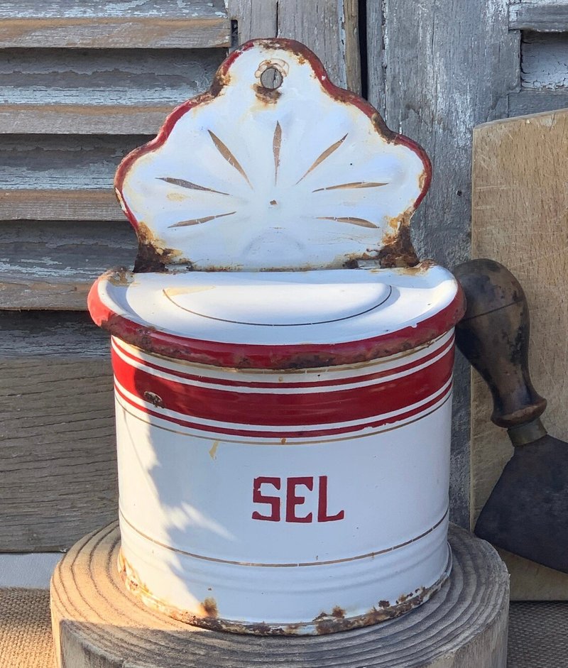 法国复古antique珐琅调味罐装饰品 - 调味罐/酱料瓶 - 珐琅 白色