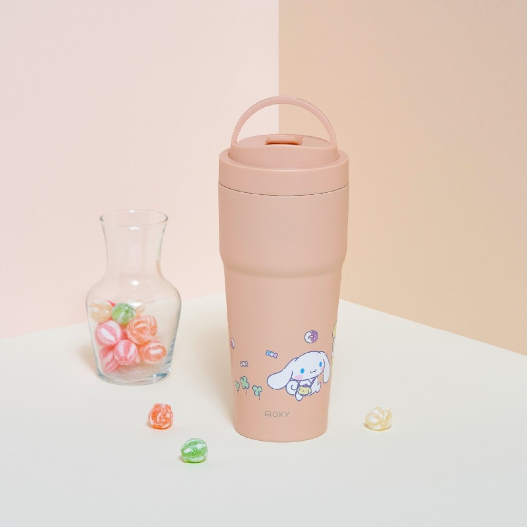 【WOKY沃厨】WOKY x SANRIO 浑圆杯 双层陶瓷 750ml-附硅胶粗吸管 - 保温瓶/保温杯 - 其他金属 