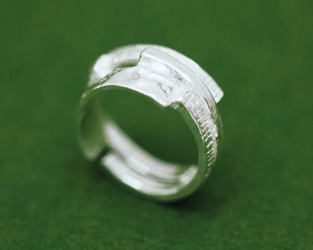 Texture ring - La Terre - Pattern ring - Band ring - Organic design - 戒指 - 银 银色