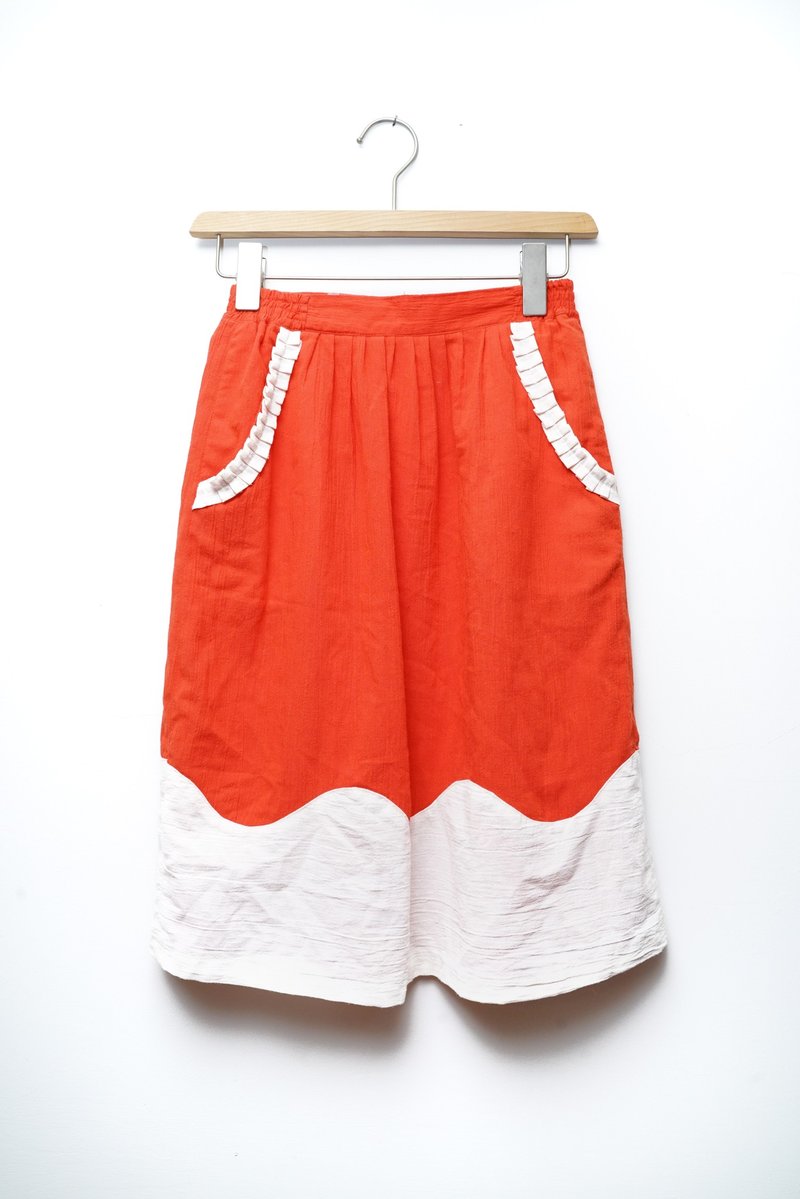 纯情百货行 古着 vintage 古着半身裙 小蛋糕半身裙 SL.0056 - 裙子 - 聚酯纤维 橘色
