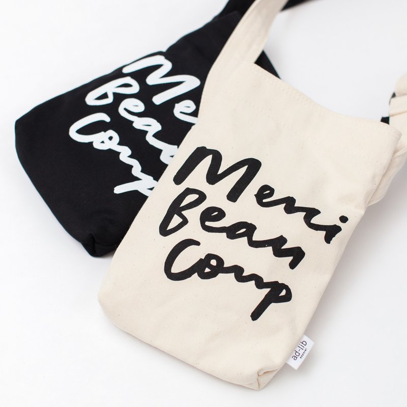 【ad-lib】标语斜背包 - 黑色//米色 (BA166) - 侧背包/斜挎包 - 棉．麻 黑色