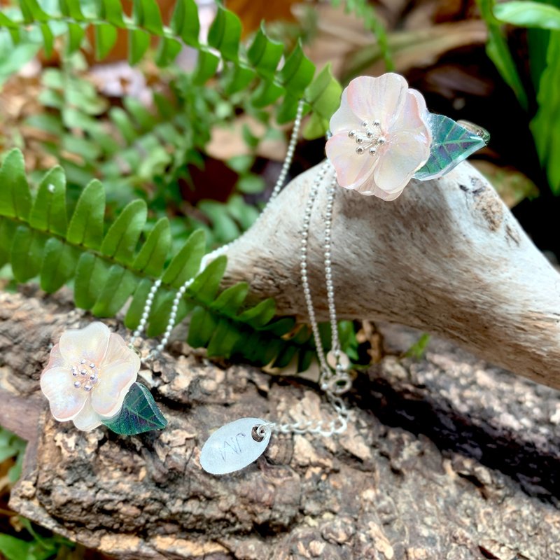 椿花 项链 戒指 树脂 组合 银饰 礼盒 礼物 生日 花 情人节 - 项链 - 树脂 多色