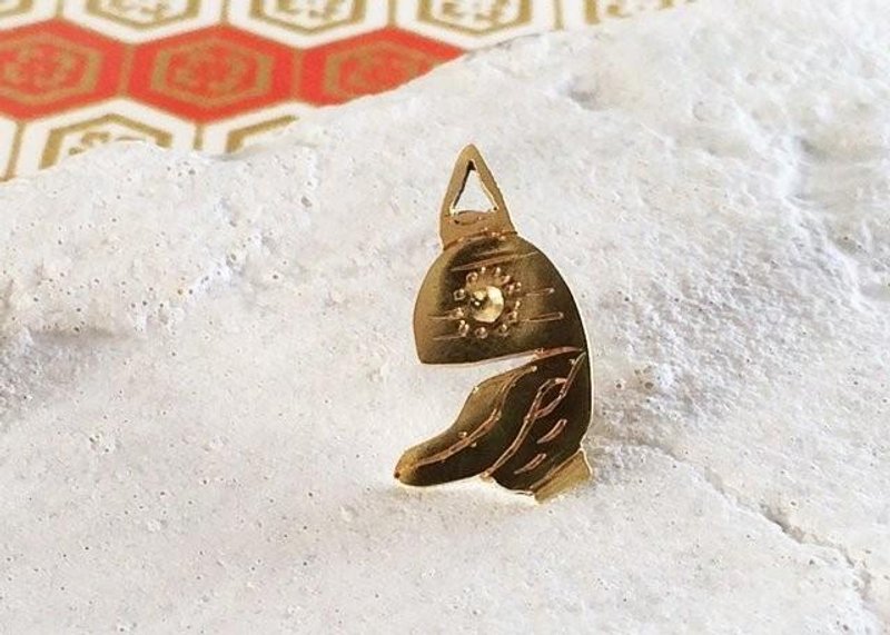 ◆ Chochin ghost ◆ Brass pin badge - 胸针 - 宝石 