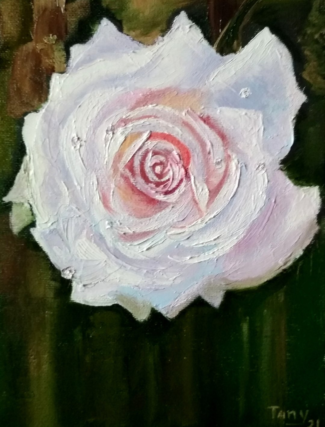 Original oil painting Big rose. 24x18x0,3 cm. Unframed. - 墙贴/壁贴 - 其他材质 
