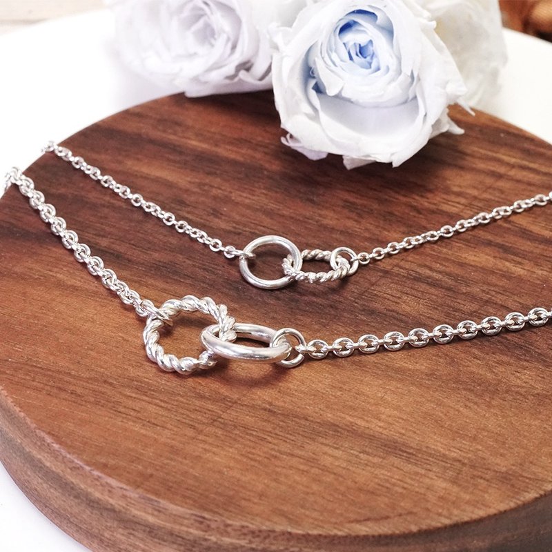 纯银 情侣项链组 卷卷麻花 925纯银 情侣对链/银饰 情人节礼物 - 项链 - 纯银 银色
