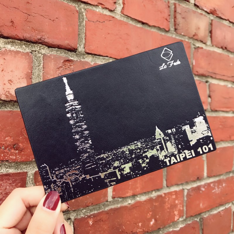 【La Fede】台北101 夜景 烫金 明信片 真皮 植鞣 - 卡片/明信片 - 真皮 蓝色