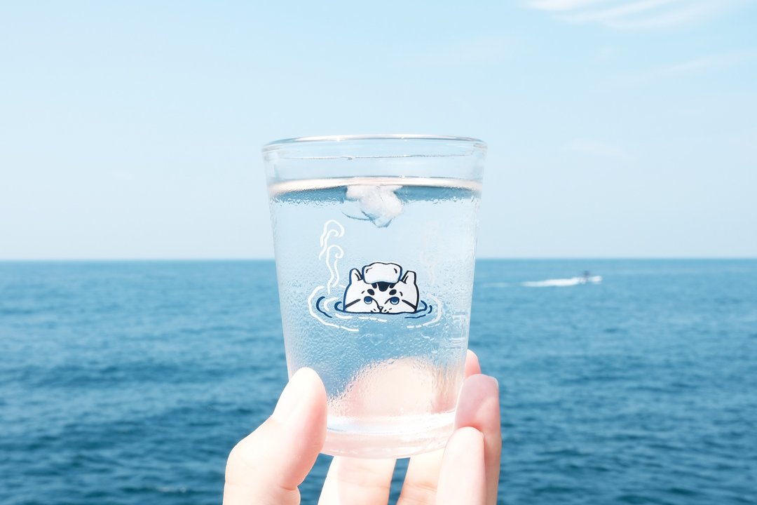 扁东玻璃杯 / 温泉 - 玻璃杯 - 玻璃 白色