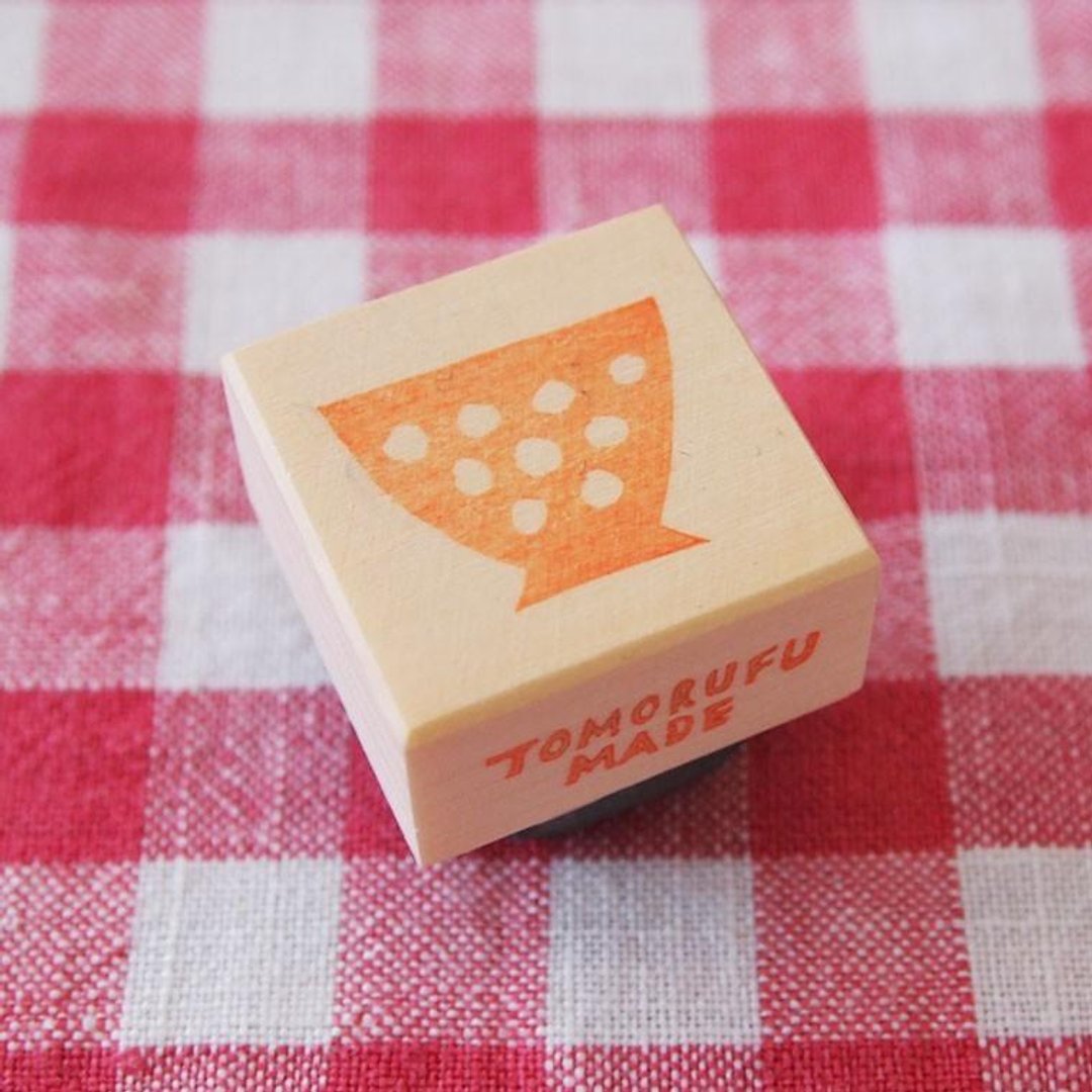 Eraser ginkgo cafe au lait bowl Polka dots - 印章/印台 - 木头 红色