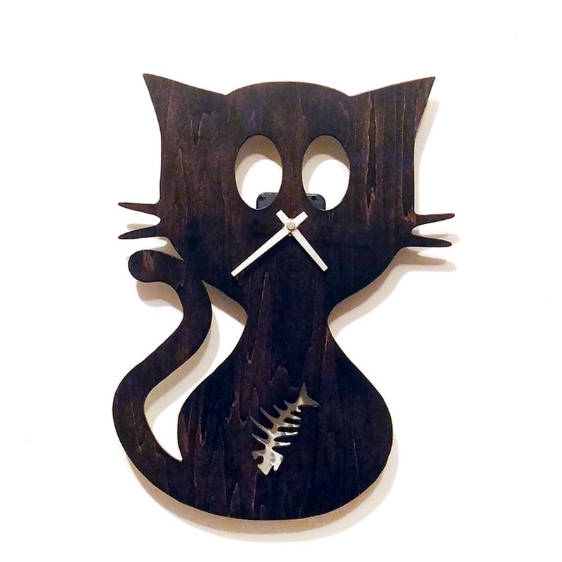 手工木作创意时钟 黑眼逗逗 - 逗逗喵 - 时钟/闹钟 - 木头 黑色