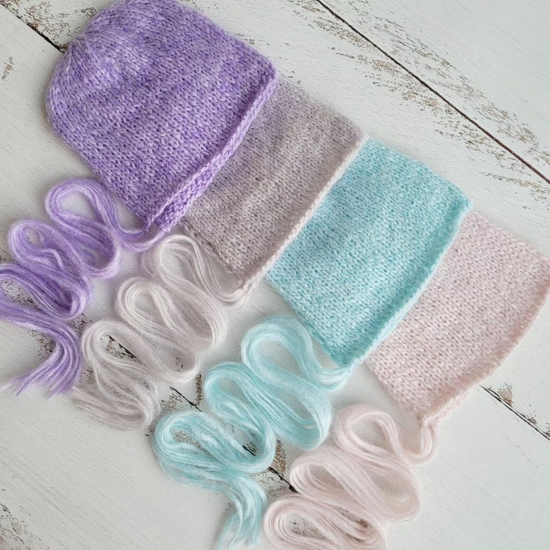 Fluffy newborn bonnet. Baby photo props. - 婴儿饰品 - 羊毛 