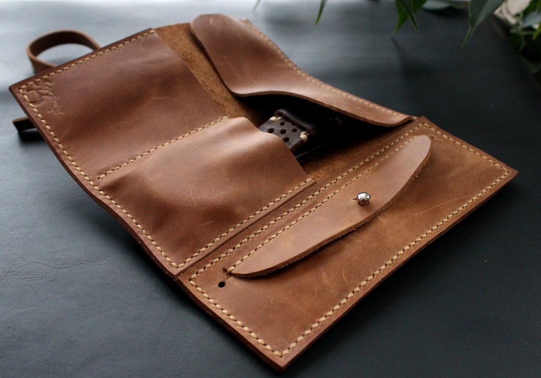 Personalized Watch roll Genuine Leather Watch Roll Travel Watches case storage - 表带 - 真皮 咖啡色