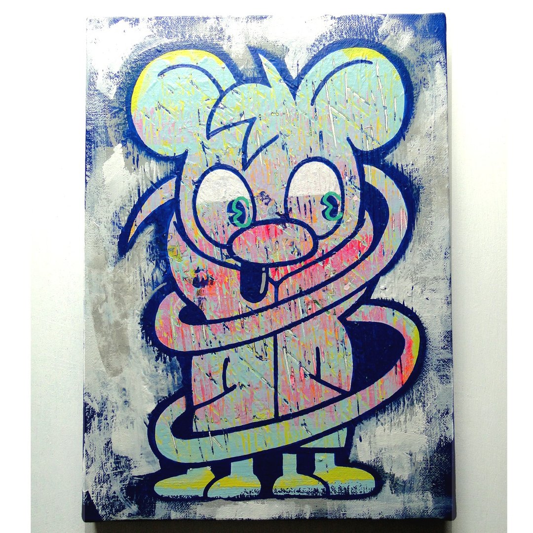 鼠标涂鸦艺术原画画布画动物画怪物丙烯压克力 - 海报/装饰画/版画 - 颜料 蓝色