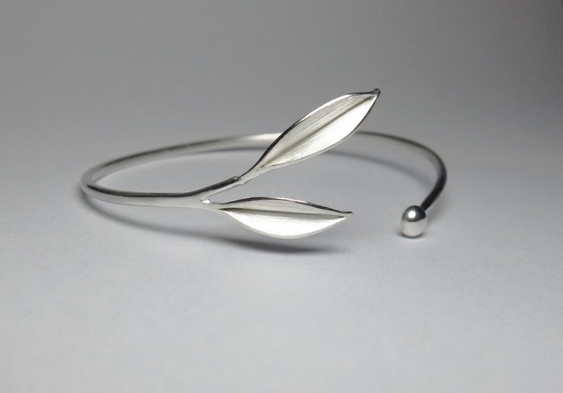 舞叶系列│二叶纯银手环| Silver·Handmade| 开放式 - 手链/手环 - 纯银 银色