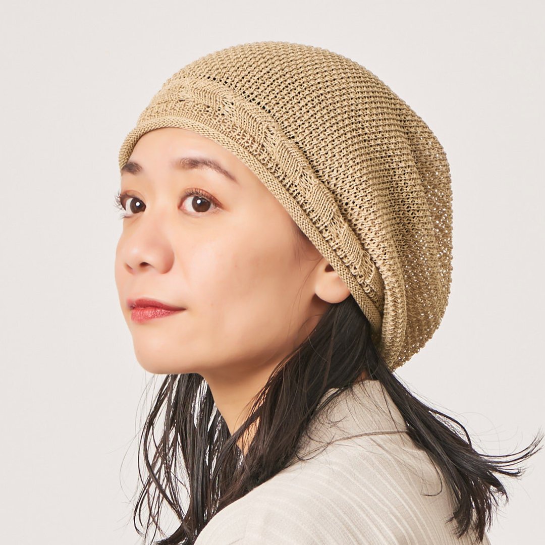 CHARM Panse 网眼针织 灯笼造型 宽松套头帽 - 帽子 - 压克力 金色