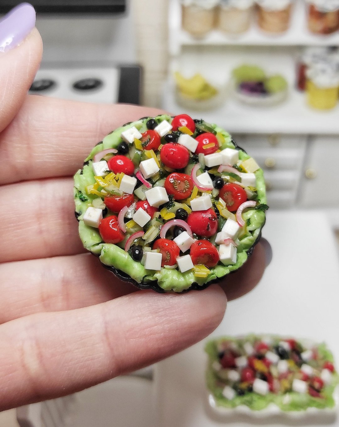 Realistic greek salad - realistic salad - doll food - 1 6 scale - 玩具/玩偶 - 粘土 