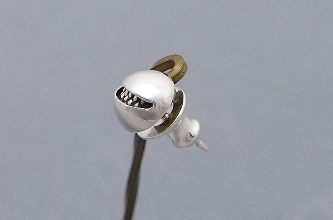 smile ball nano Pierce_1 (s_m-O.02B) 微笑 銀 耳釘 穿孔耳环 sterling silver stud earring - 耳环/耳夹 - 纯银 银色