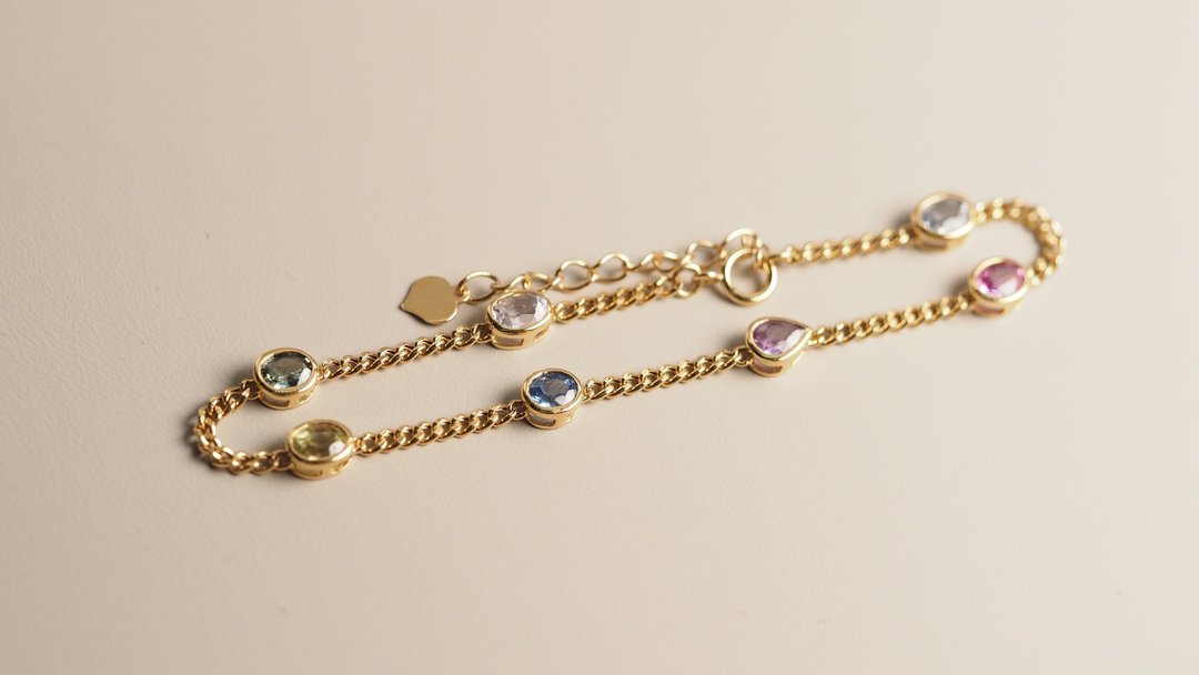 18K金彩虹宝石手链 18K Gold The Rainbow Sapphire Bracelet - 手链/手环 - 贵金属 