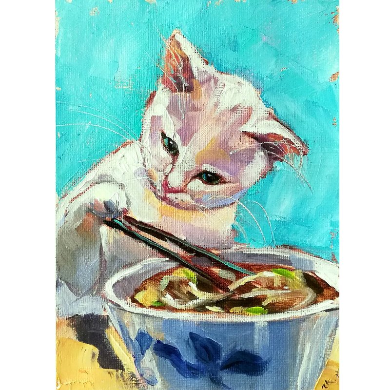 白猫原创油画宠物肖像动物艺术定制 - 海报/装饰画/版画 - 其他材质 多色
