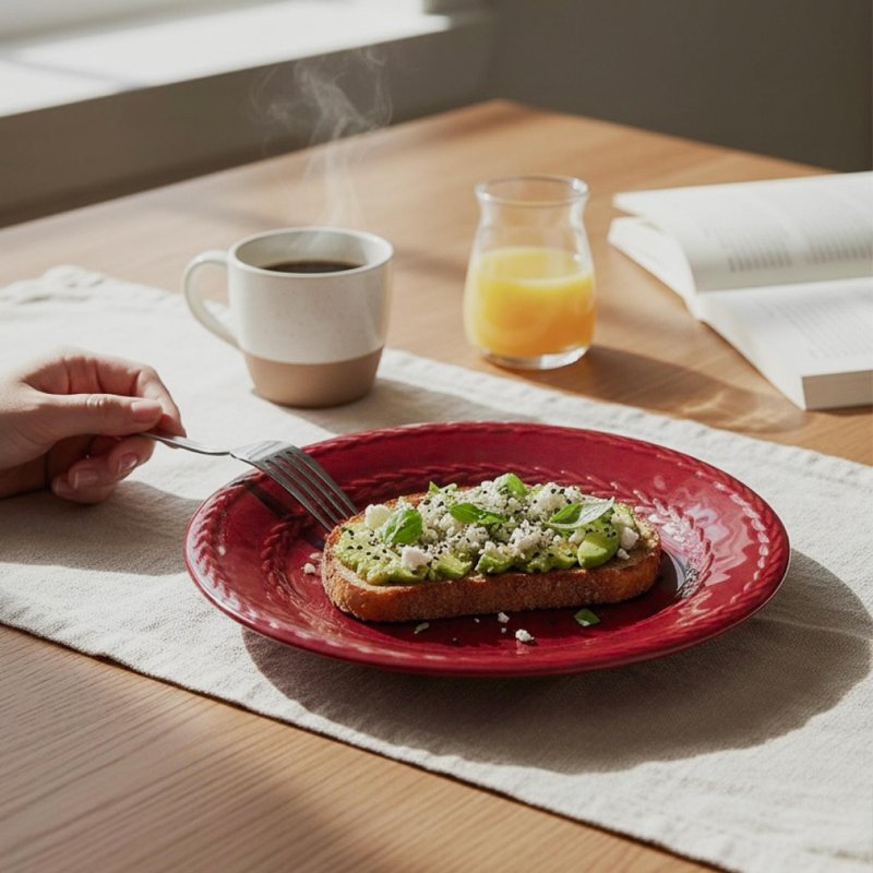 【陶瓷盘】酒红编织盘-为日常餐桌加一点成熟的温度 - 咖啡杯/马克杯 - 瓷 