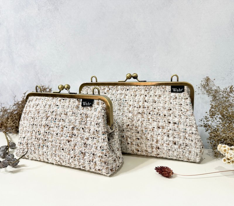 小香棕编织 口金包 手拿包 侧背包 肩背包 随身包 化妆包 - 侧背包/斜挎包 - 棉．麻 橘色