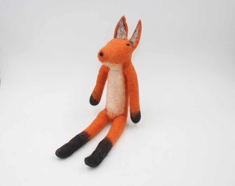 羊毛毡狐狸玩偶 创意手作 动物摆件 家庭装饰品 礼品 工艺品 - 玩偶/公仔 - 羊毛 橘色