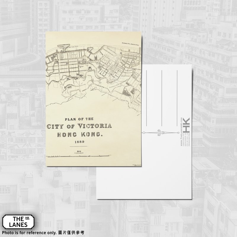 A6明信片 1889年维多利亚城 四环九约地图 B - 卡片/明信片 - 纸 多色
