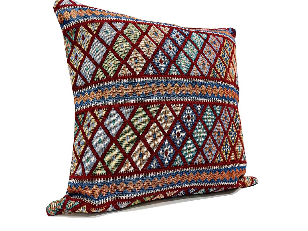 Woven Cotton Pillow cases Handmade Decorative Pillow Covers Tribal pillow - 枕头/抱枕 - 棉 红色