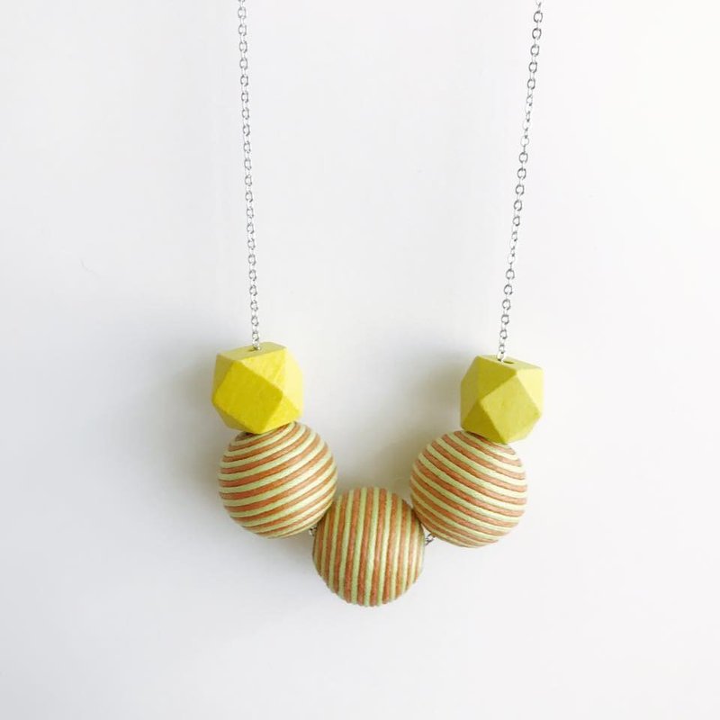 黄色 橙色 木珠 波波球 颈链 项链 颈链 项链 生日礼物 闺密礼物 毕业礼物 - 颈链 - 木头 黄色