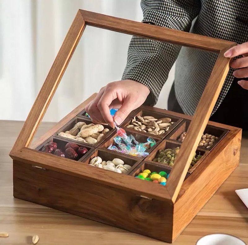9格首饰盒、木盒、带盖木盒小盒子 - 收纳用品 - 木头 