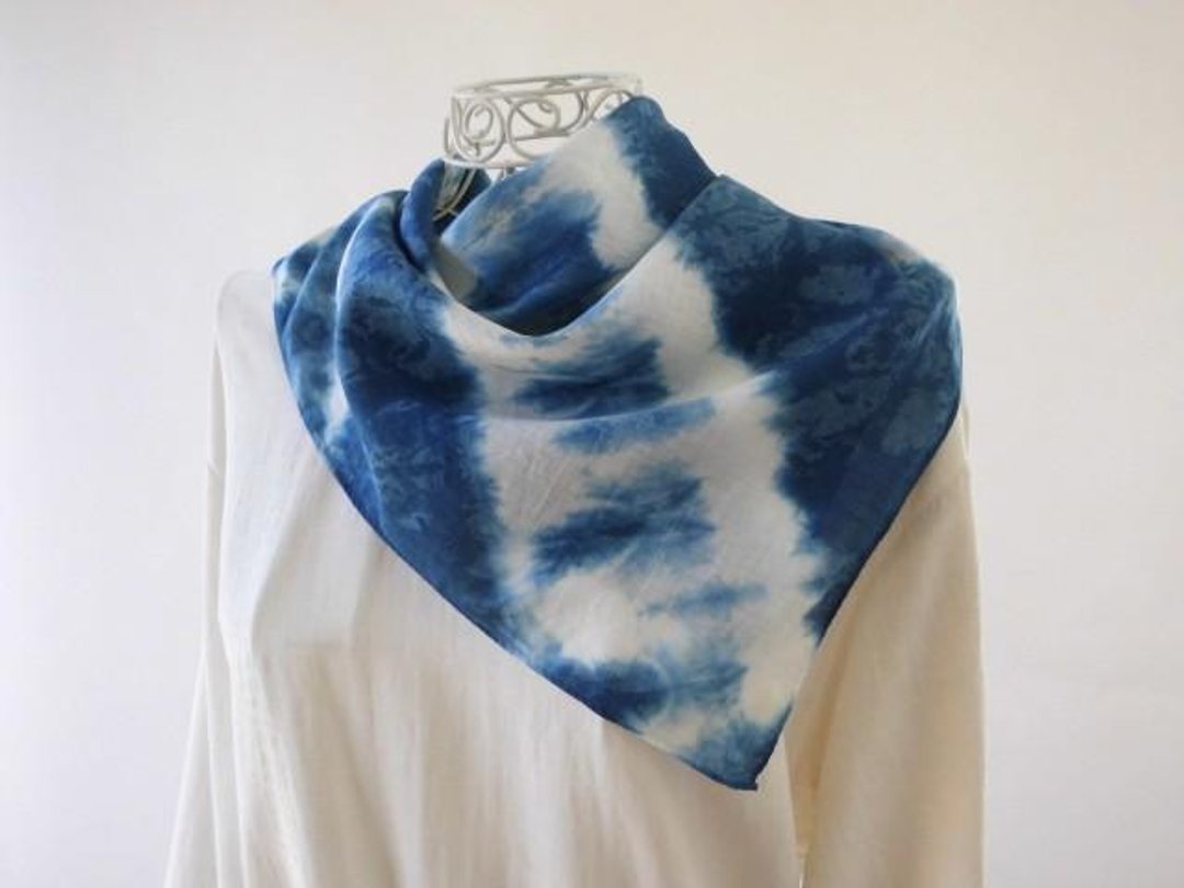 1_ Indigo dyeing of ultrafine linen Indian bandana (natural indigo · tie dye) limited item - 其他 - 棉 