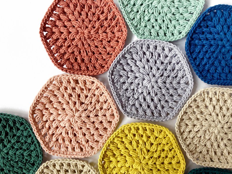 编织杯垫 典雅六角形 100%棉毛线手工 编织 钩针 - 杯垫 - 棉．麻 多色