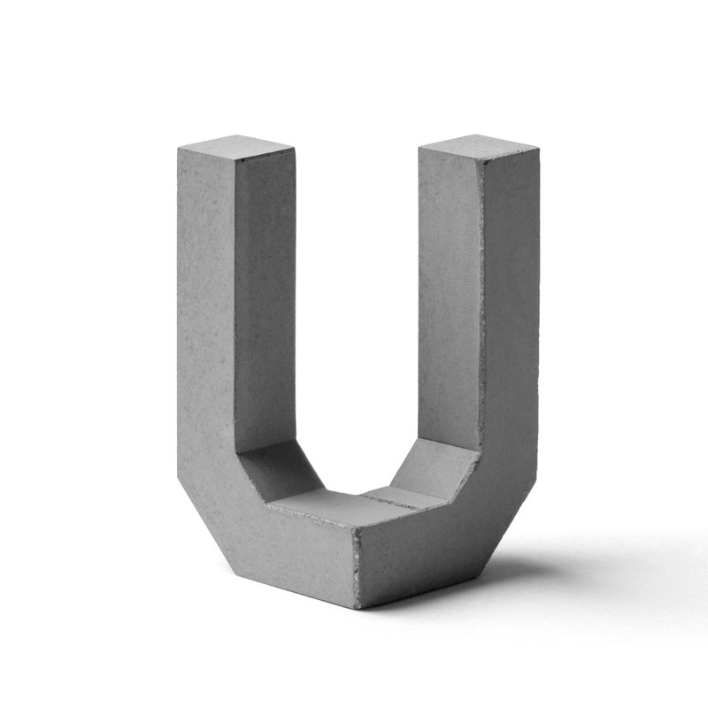 水泥字母 U - 摆饰 - 水泥 灰色
