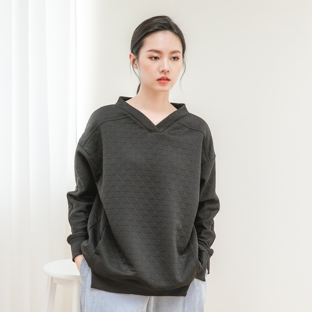 Converse_倾诉宽版上衣_20AF006_黑 - 女装上衣 - 棉 黑色