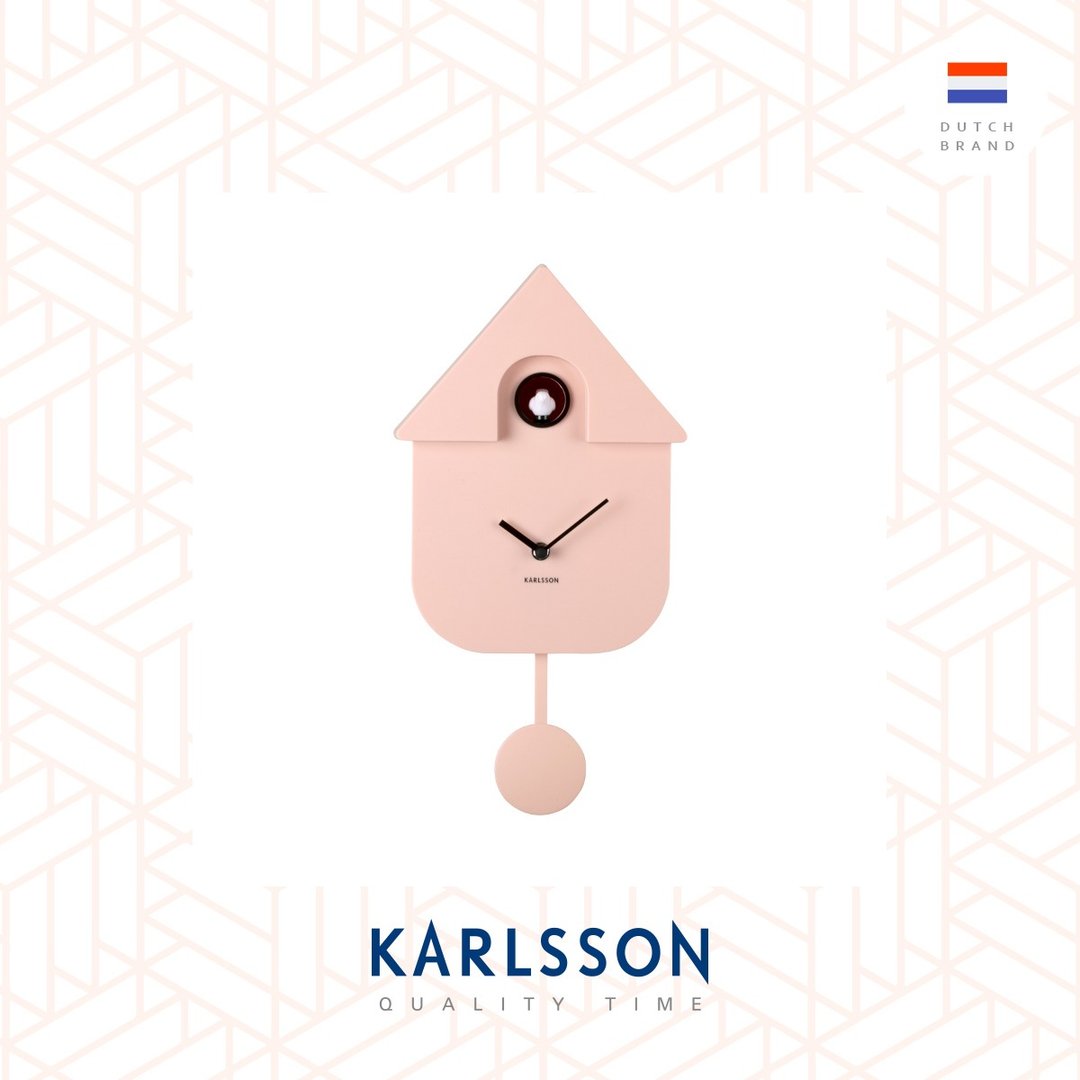 荷兰Karlsson, Modern Cuckoo 粉红色摇摆布谷鸟挂钟 (整点报时) - 时钟/闹钟 - 塑料 粉红色