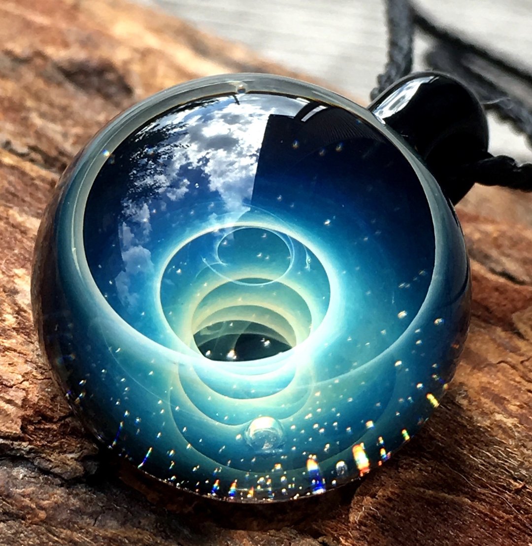 boroccus 神秘银河星云立体花样抗热玻璃 吊坠 - 项链 - 玻璃 蓝色