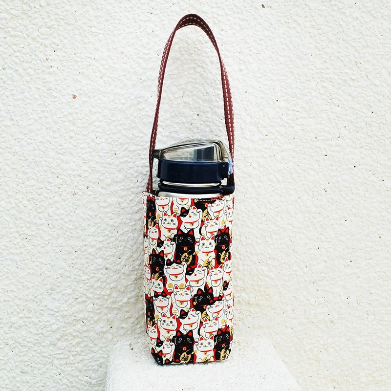福气招财猫 水壶袋 - 随行杯提袋/水壶袋 - 棉．麻 红色